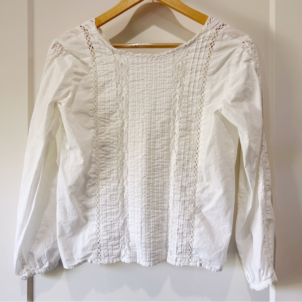 Vetta Lace Button Up Blouse in white size XS
